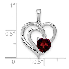 Sterling Silver Rhodium-plated Garnet and Diamond Pendant - 3