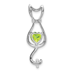 14k White Gold Peridot and Diamond Cat Pendant