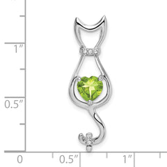 14k White Gold Peridot and Diamond Cat Pendant
