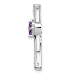 14k White Gold Amethyst and Diamond Cross Chain Slide - 2