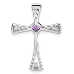 14k White Gold Amethyst and Diamond Cross Chain Slide - 2