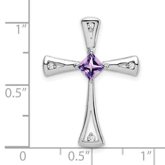 14k White Gold Amethyst and Diamond Cross Chain Slide - 2