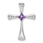 14k White Gold Amethyst and Diamond Cross Chain Slide - 2