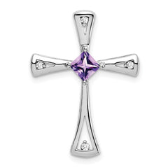 14k White Gold Amethyst and Diamond Cross Chain Slide - 2