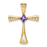 14k Amethyst and Diamond Cross Chain Slide