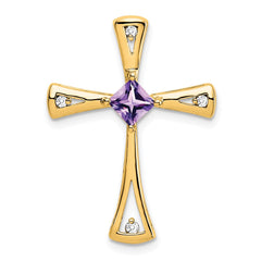 14k Amethyst and Diamond Cross Chain Slide
