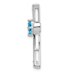 14k White Gold Blue Topaz and Diamond Cross Chain Slide - 2