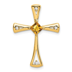 14k Citrine and Diamond Cross Chain Slide