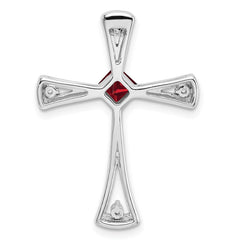 14k White Gold Garnet and Diamond Cross Chain Slide - 2