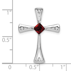 14k White Gold Garnet and Diamond Cross Chain Slide - 2