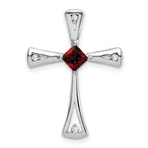 14k White Gold Garnet and Diamond Cross Chain Slide - 2