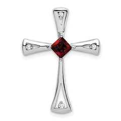 14k White Gold Garnet and Diamond Cross Chain Slide - 2