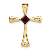 14k Garnet and Diamond Cross Chain Slide