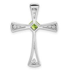 14k White Gold Peridot and Diamond Cross Chain Slide