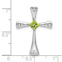 14k White Gold Peridot and Diamond Cross Chain Slide