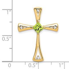 14k Peridot and Diamond Cross Chain Slide