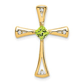 14k Peridot and Diamond Cross Chain Slide
