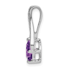 14k White Gold Amethyst and Diamond Pendant - 3
