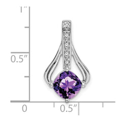 14k White Gold Amethyst and Diamond Pendant - 3