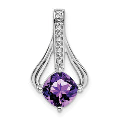 14k White Gold Amethyst and Diamond Pendant - 3