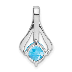14k White Gold Blue Topaz and Diamond Pendant - 9