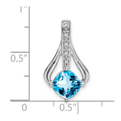14k White Gold Blue Topaz and Diamond Pendant - 9
