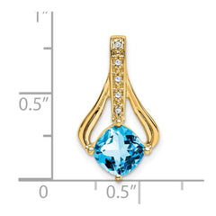 14k Blue Topaz and Diamond Pendant - 2