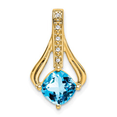 14k Blue Topaz and Diamond Pendant - 2