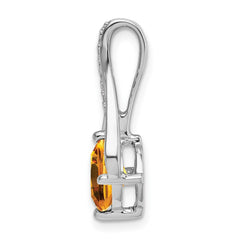 14k White Gold Citrine and Diamond Pendant - 5