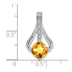 14k White Gold Citrine and Diamond Pendant - 5