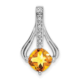 14k White Gold Citrine and Diamond Pendant - 5