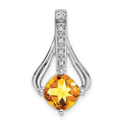14k White Gold Citrine and Diamond Pendant - 5