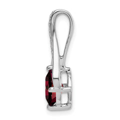 14k White Gold Garnet and Diamond Pendant - 11