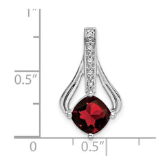 14k White Gold Garnet and Diamond Pendant - 11