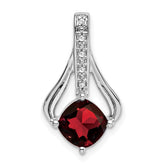 14k White Gold Garnet and Diamond Pendant - 11