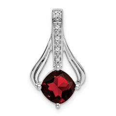 14k White Gold Garnet and Diamond Pendant - 11