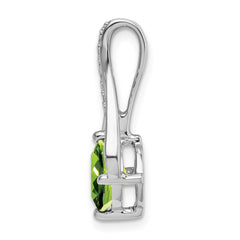 14k White Gold Peridot and Diamond Pendant - 8