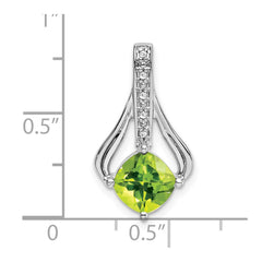 14k White Gold Peridot and Diamond Pendant - 8