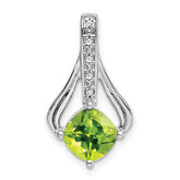 14k White Gold Peridot and Diamond Pendant - 8