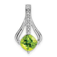 14k White Gold Peridot and Diamond Pendant - 8