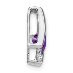 14k White Gold Amethyst and Diamond Pendant - 4