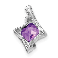 14k White Gold Amethyst and Diamond Pendant - 4