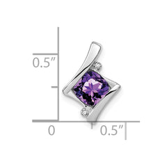 14k White Gold Amethyst and Diamond Pendant - 4