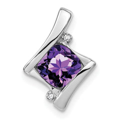 14k White Gold Amethyst and Diamond Pendant - 4