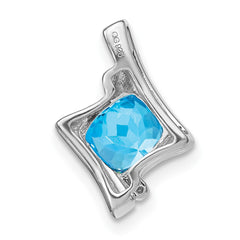 14k White Gold Blue Topaz and Diamond Pendant - 10