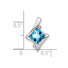 14k White Gold Blue Topaz and Diamond Pendant - 10