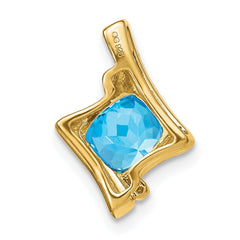 14k Blue Topaz and Diamond Pendant - 3