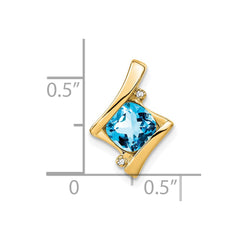 14k Blue Topaz and Diamond Pendant - 3