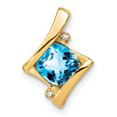 14k Blue Topaz and Diamond Pendant - 3