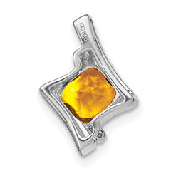 14k White Gold Citrine and Diamond Pendant - 6